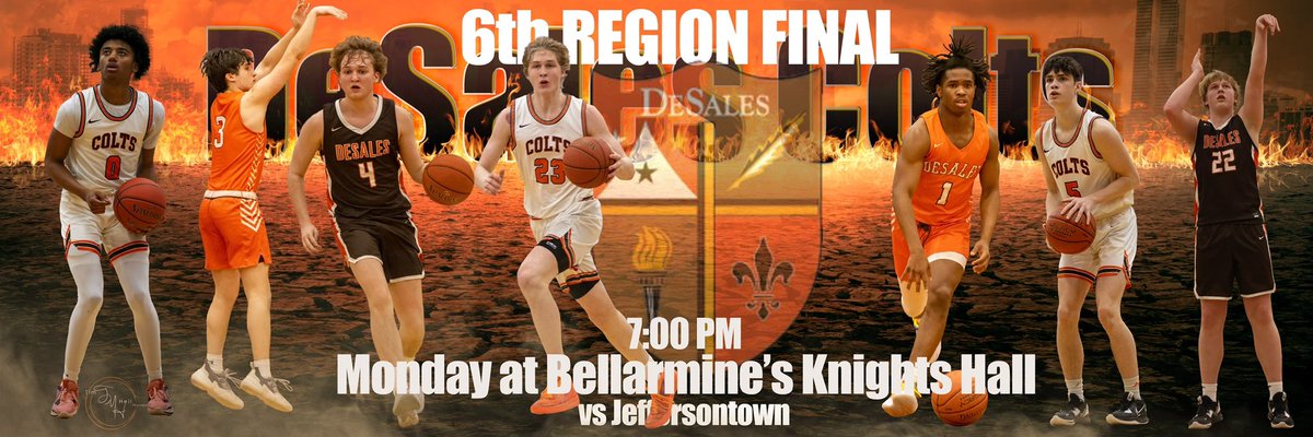🟠GAME DAY🟠
🟤REGION FINALS🟤

Colts take on J-Town. 7:00 at Bellarmine. 

Winner goes to RUPP.
