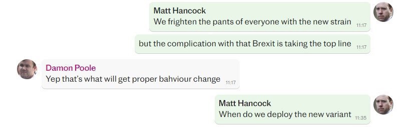 Mediavenir's tweet photo. 🇬🇧🦠 "Quand déployons-nous le nouveau #variant" pour que la population "fasse dans son pantalon" : 100.000 messages Whatsapp dévoilés par #TheTelegraph mettent en cause le gouvernement britannique dans une stratégie de la peur visant à faire respecter les restrictions sanitaires. https://t.co/HUYLY3znfc