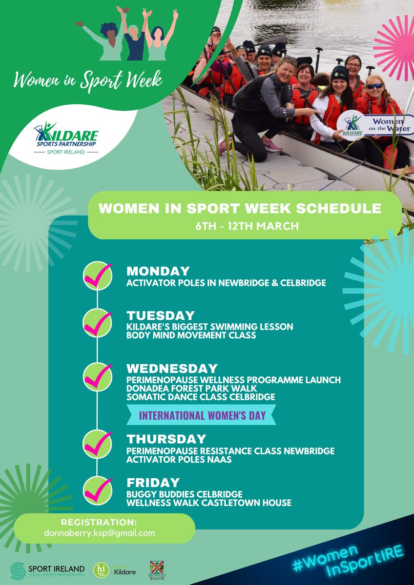 📢Today marks the start of #WomenInSport Week! We've a fantastic week ahead of us, filled with activities & programmes for women to get involved in! Full details for each activity: kildarecoco.ie/kildaresp/Book… Queries & registration: donnaberry.ksp@gmail.com 📧 #womeninsportire