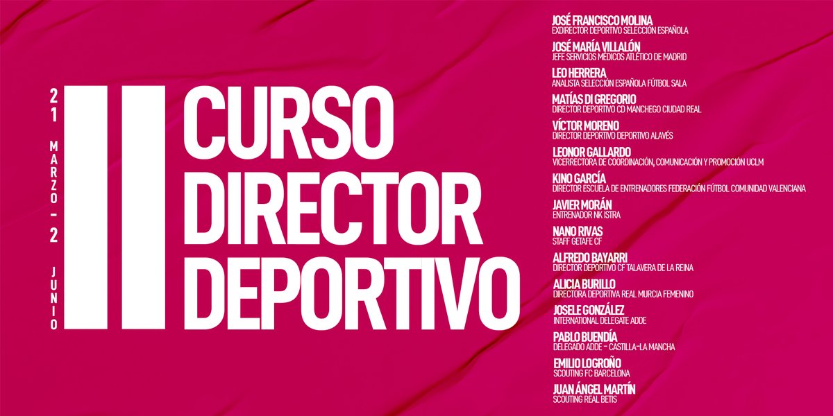 📰 NOTICIA |

▶️ Comienza el plazo de inscripciones para el ɪɪ ᴄᴜʀꜱᴏ ᴅᴇ ᴅɪʀᴇᴄᴛᴏʀ ᴅᴇᴘᴏʀᴛɪᴠᴏ

▶️ Semipresencial, con epicentro en la #residenciaFFCM

🪧 Ojito al gran cartel para la Formación de la <a href="/ee_FFCM/">Escuela de Entrenadores FFCM</a>

🔗 ffcm.es/pnfg/NNws_ShwN…

#somosCLM | #entrenadoresCLM