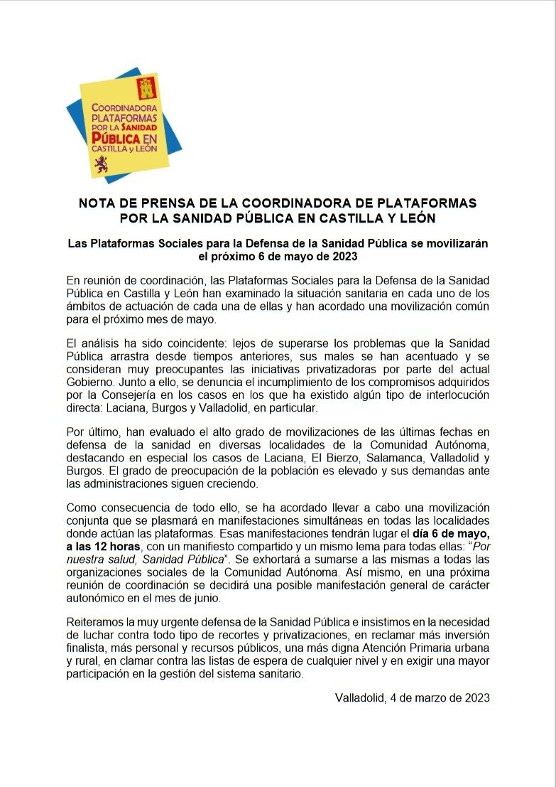 Plataforma por la Sanidad Pública de Burgos tweet media