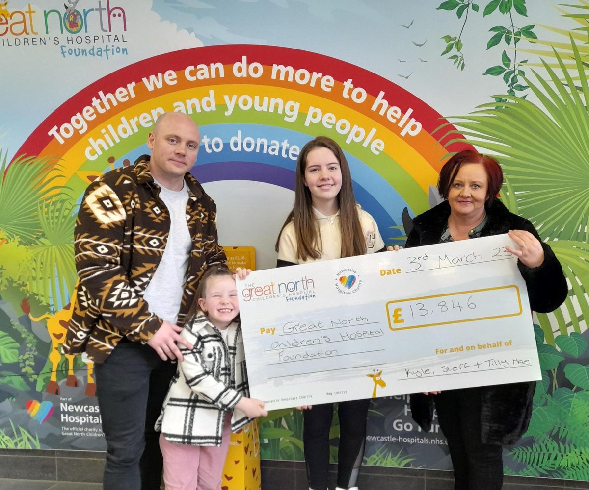 A big thank you to Tilly Mae & family who raised a whopping £13,846 for our fund, the @GreatNorthCH Foundation 🎉 After Tilly-Mae was sadly diagnosed with a brain tumour, her family came together to raise funds, entering the Red Bull Soapbox race and hosting a spinathon ❤️