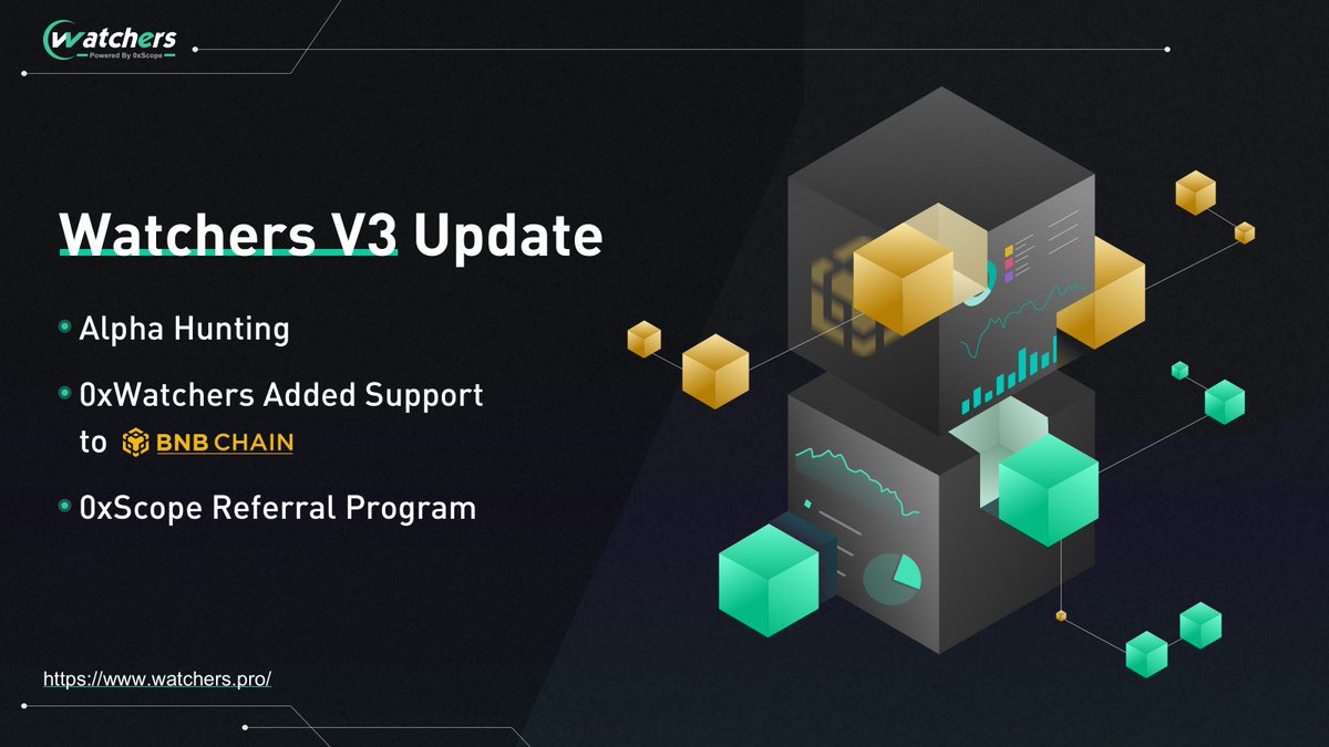 ScopeProtocol's tweet photo. 📢0xScope presents - @0xWatchers V3 Update 🔍

V3 is a revolutionary patch to Watchers’ functionalities and performance, onboarding the new “Alpha Hunting” module, added support to @BNBChain, and the long-waited Referral Program! 

Ready? Let’s dive into the V3 Mega Thread🚜🧵👇🏻 https://t.co/MxSpcaOeDK
