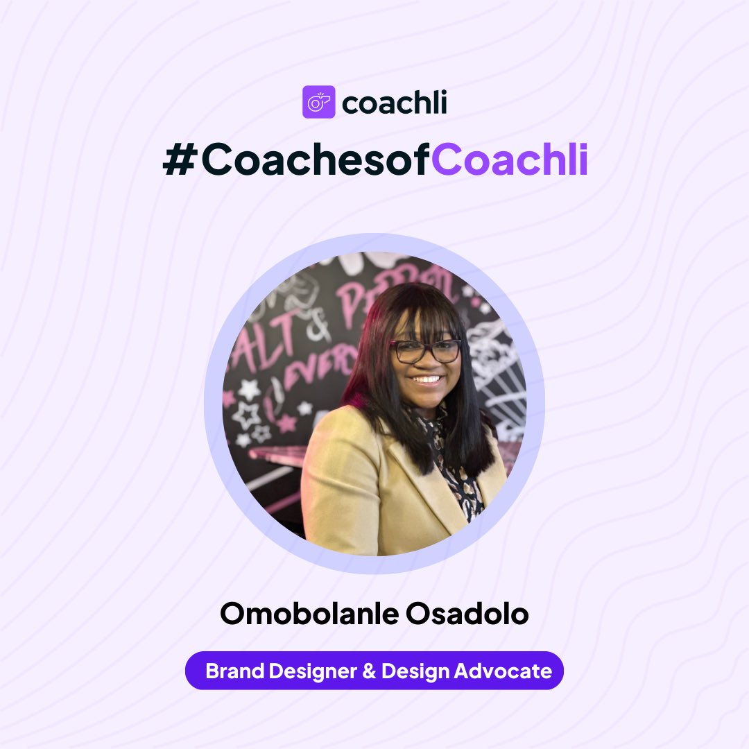 useCoachli's tweet photo. This week's #CoachesofCoachli spotlight ✨ is Omobolanle Osadolo (@BolanleBanwo)
Omobolanle is a brand identity designer/design advocate from Lagos, Nigeria. She helps brands tell compelling stories through creative designs. https://t.co/A5B0jza1Ko