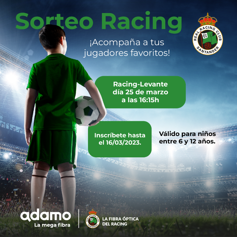 adamo_es's tweet photo. 🍀🍀¡¡SORTEO!!🍀🍀

¿Quieres ver a tus hijos saltar al campo con tus jugadores favoritos? En el próximo @realracingclub - UD Levante tu sueño y el de tu pequeño se puede hacer realidad ✨

1. Inscríbete en el link
2. Da retweet 
3. Menciona a un amigo 

¡¡Muchas suerte!!