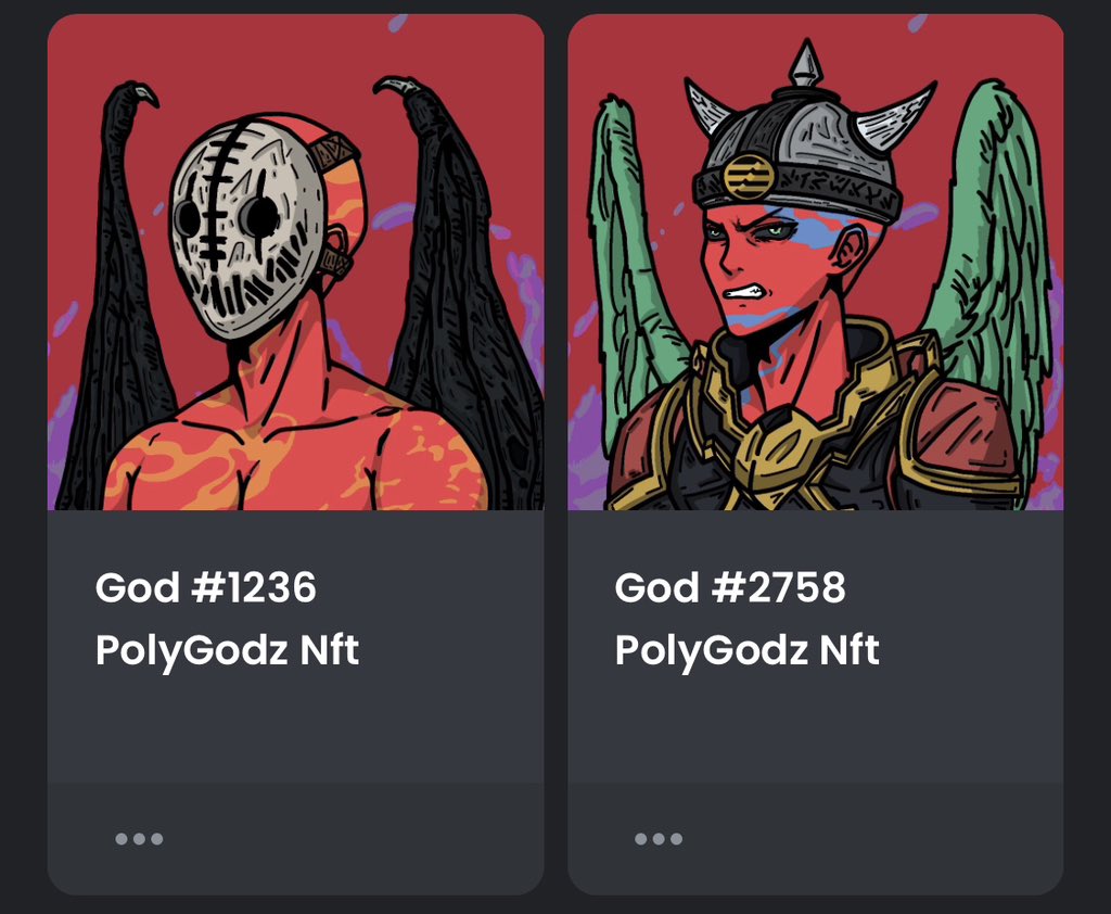 hellerincrypto's tweet photo. Just copped these Gods from @PolyGodzNft
Very dope style
Polygon folife💜
#nft #POLYCON #NFTCommuinity #LFG https://t.co/beXwAhb6NJ