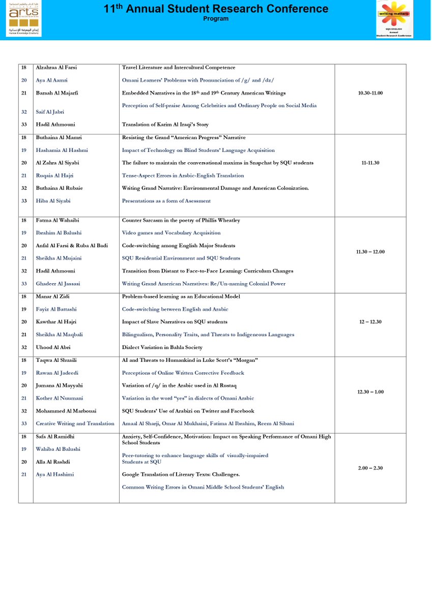 Check out the program of our student research conference!