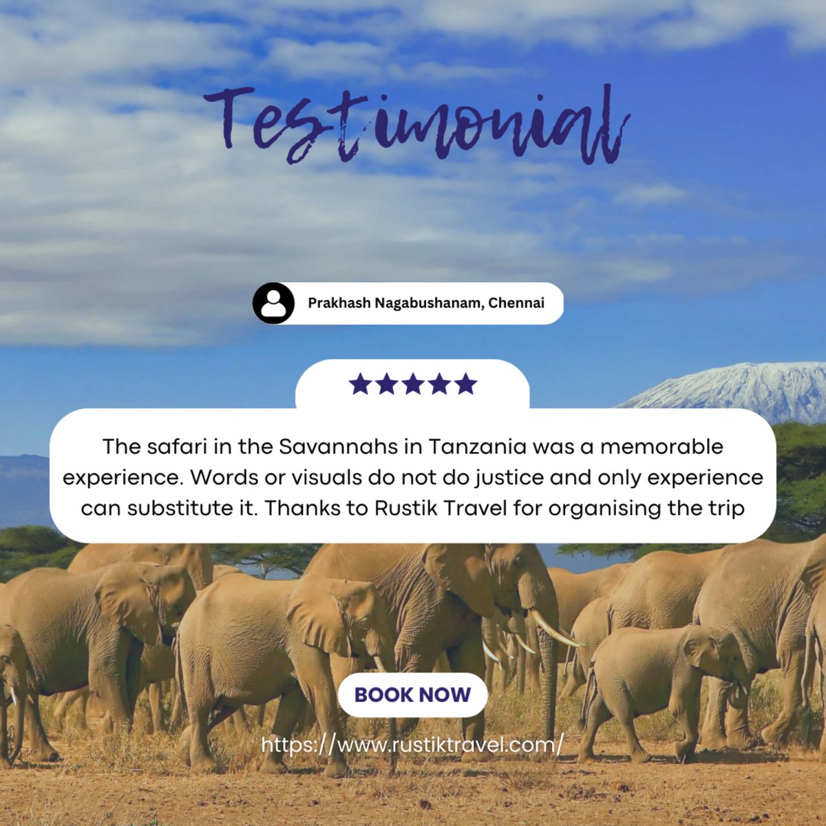 Thank you so much Mr. Prakhash🙏😊 Book your holiday with us!! Dm to get itinerary options or to get your trip customised. #testimonial #tanzania #safari #rustiktravel #experiencelife