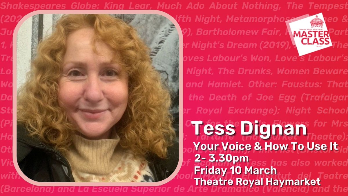 Masterclasstrh's tweet photo. On Friday I want to:
✅Learn something new
✅Practice a skill
✅See creatives in action on stage
✅Meet other creatives
✅Make connections
Sounds like you should be at our next Masterclass/Afterclass this Friday with Tess Dignan, Head of Voice @The_Globe!
https://t.co/duFxA30o1z https://t.co/pNsluMxSSR