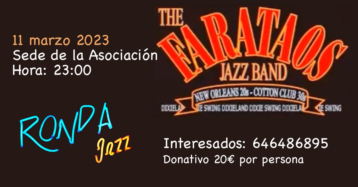 Rondajazz's tweet photo. Jorge Urbano: trompeta
Diego Suarez: piano 
Jony Serrano: contrabajo 
Ricky Vivar: guitarra

Grupo musical de Jazz, Dixieland y Dixi Swing, que ambienta y protagoniza eventos con un repertorio basado en la música Dixieland de los años 20, 30 y 40.

#JazzenRonda  #conciertos https://t.co/qv0gwV9ebp