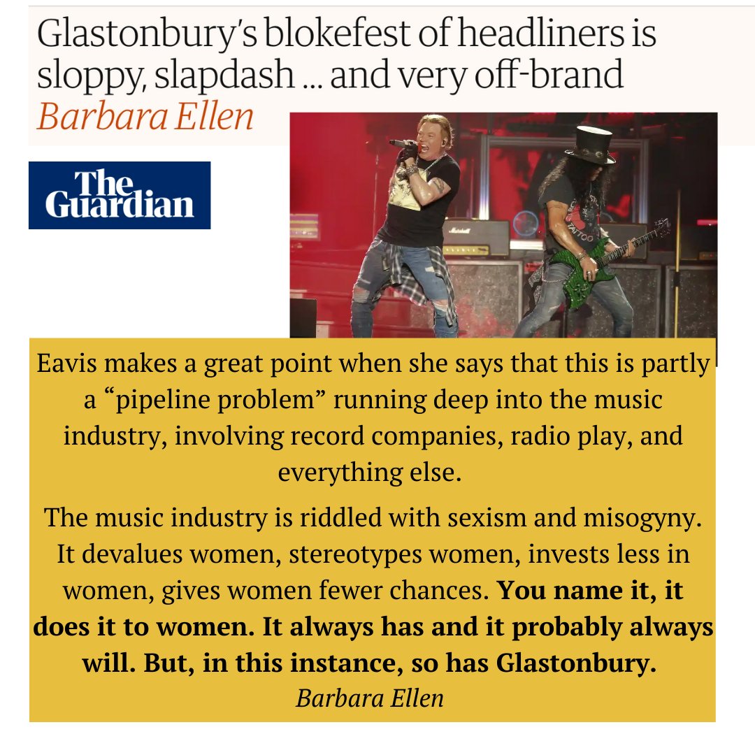 GDiLaccio's tweet photo. "This is not just about featuring female acts, it’s also about prioritising them. It’s not just about numbers, it’s about positioning" #BarbaraEllen @guardian
https://t.co/p7xcFzz44j https://t.co/JhfcolE4D9