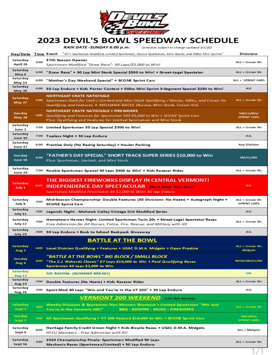 SprintCarsofNE's tweet image. SCoNE will visit @DevilsBowlSpeed 4 times in 2023 . Full schedule to be out soon