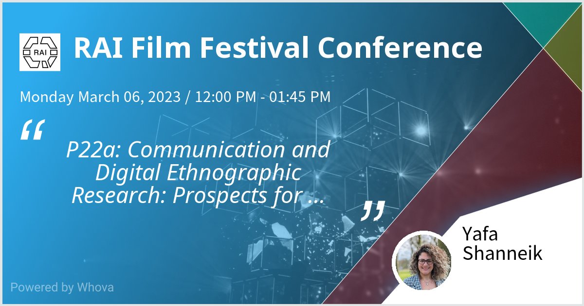 Excited to give a talk at RAI Film Festival Conference on P22a: Communication and Digital Ethnographic Research: Prospects for Multi-Sensory Experience and Engagement. Thanks for the great turnout! #raiff23 - via #Whova event app. come and join it starts soon.