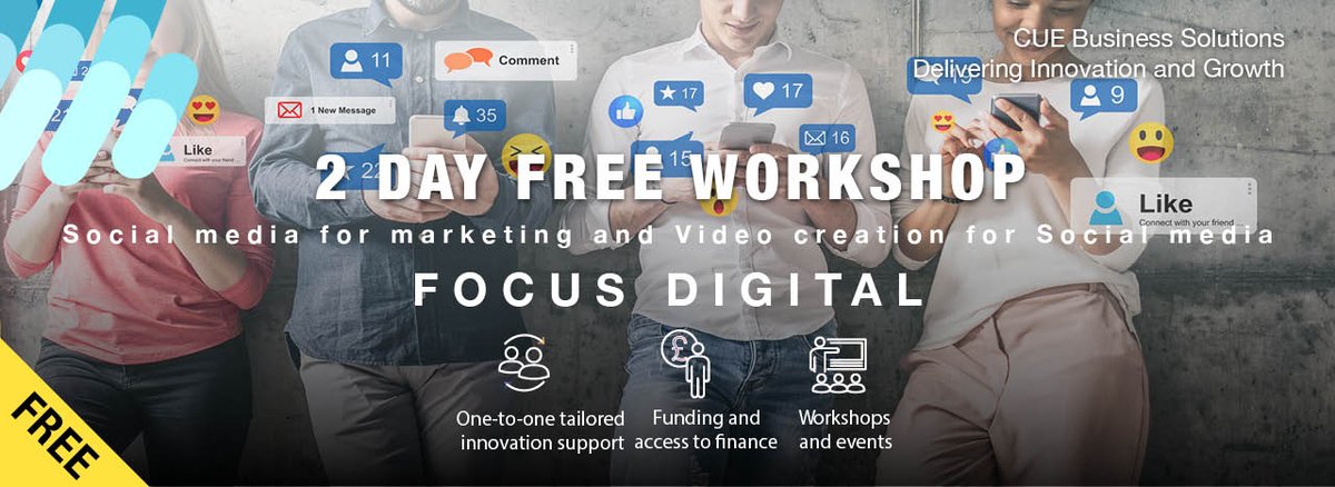 CUSBusiness's tweet photo. Register now for our free 2-day Workshop-Social Media for Marketing and Video Creation for Social Media-8th+9th March 2023 increase your visibility and engagement on Social Media and YouTube-Eligibility Criteria Applies
https://t.co/HRxreYDWjs
@CUEBusiness
#FocusDigitalERDF https://t.co/nzhhINnVIq