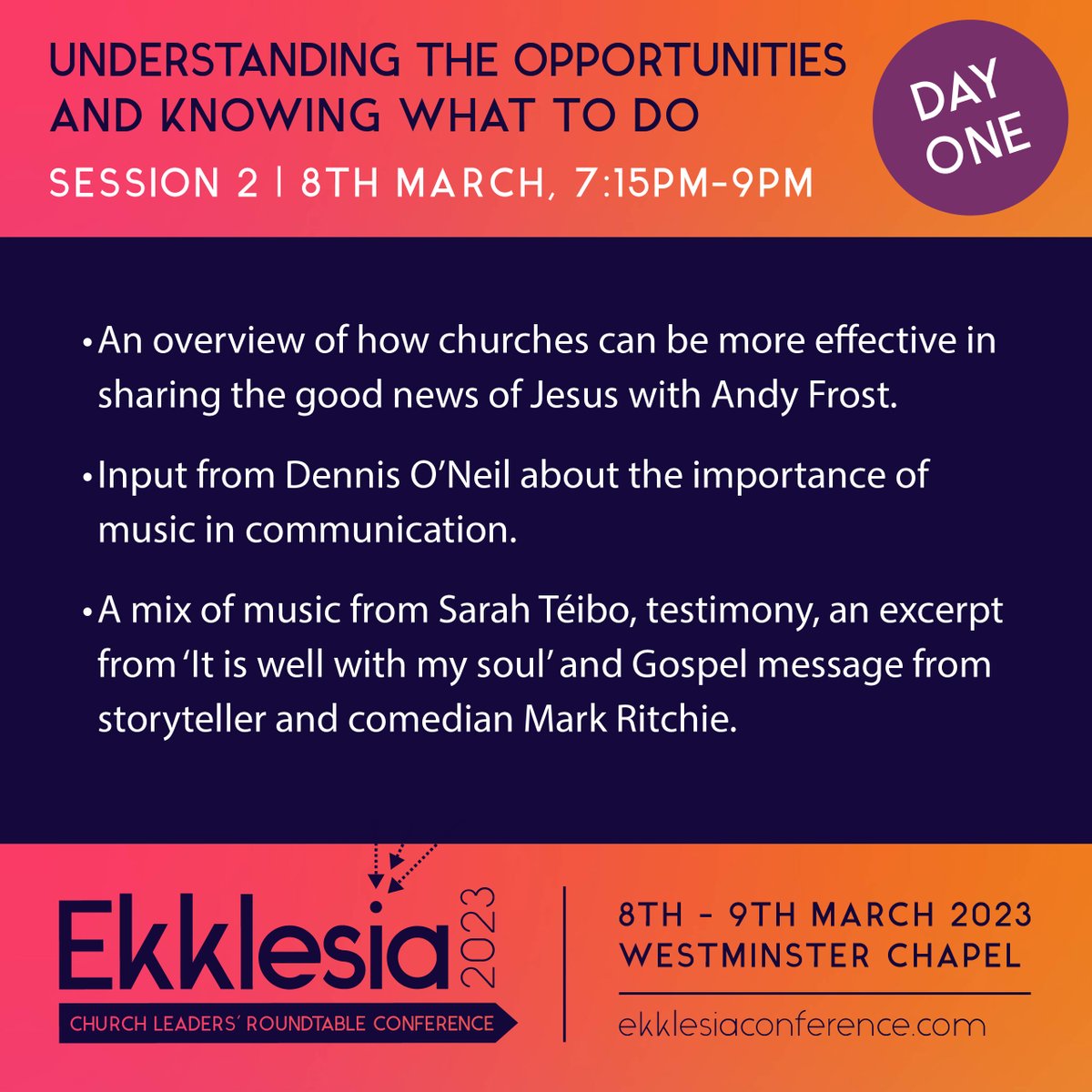 SJInews's tweet photo. Only 2 days to go until #Ekklesia23

We've got an exciting evening planned on Weds 8 Mar looking at opportunities to share the Gospel, with @AStepFWD @SarahTeiboMusic @markritchieuk &amp; @LoveBeyondUK it's going to be an amazing evening!

Get tickets here https://t.co/CnVcTqbDbi https://t.co/W9TDGwspd8