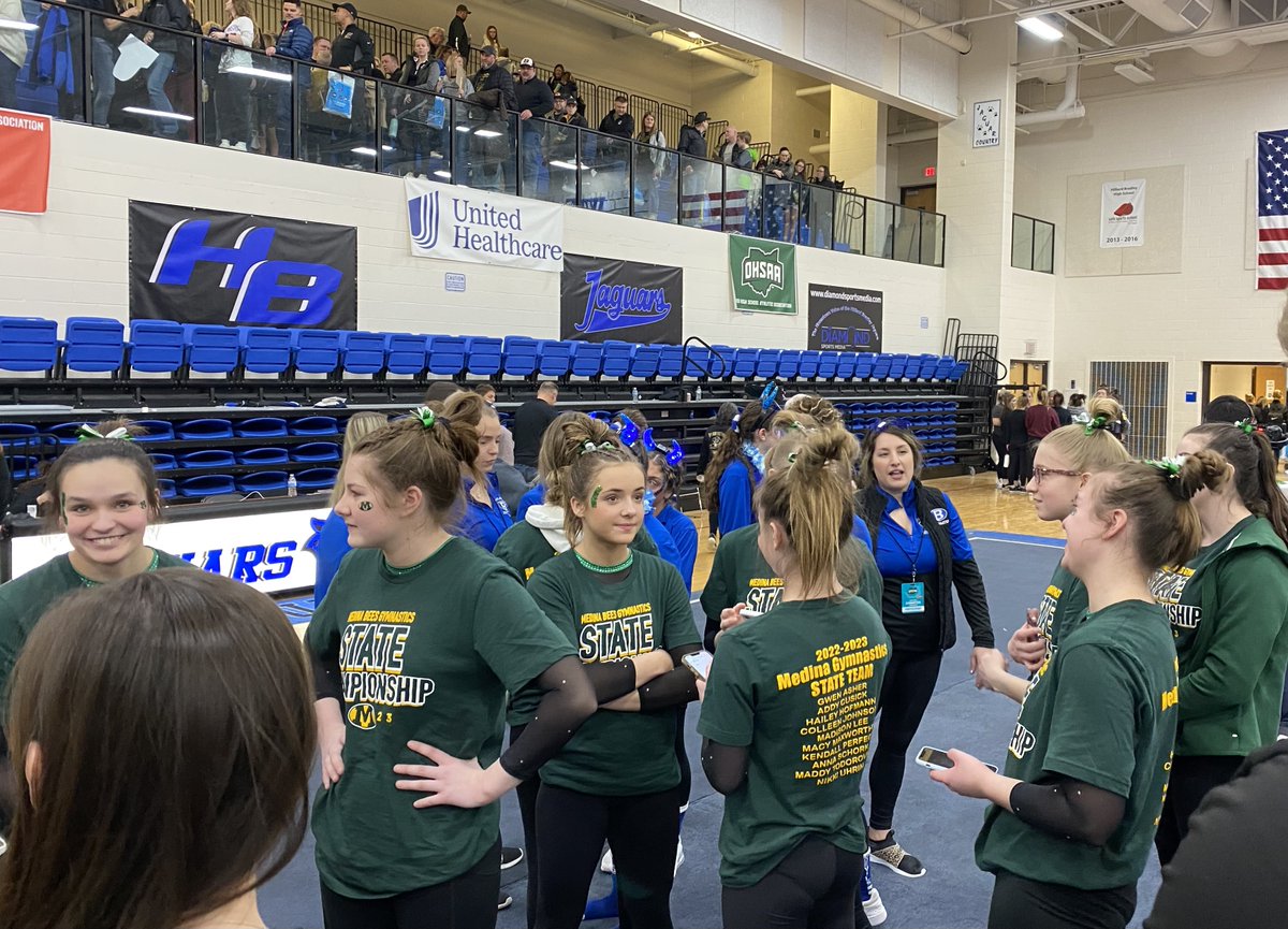 BrianDulik's tweet photo. GYM: @MedinaBeesGym senior @macy_maxworthy (2nd on beam) and freshman @kendallperfectt (5th-T on bars) earned medals at the @OHSAASports state meet. Senior @ColleenJohnsonL (8th-T on vault, 9th in A-A) and junior Madison Lee (10th-T on floor) were All-Ohio honorees. https://t.co/LtO0XJwzcq