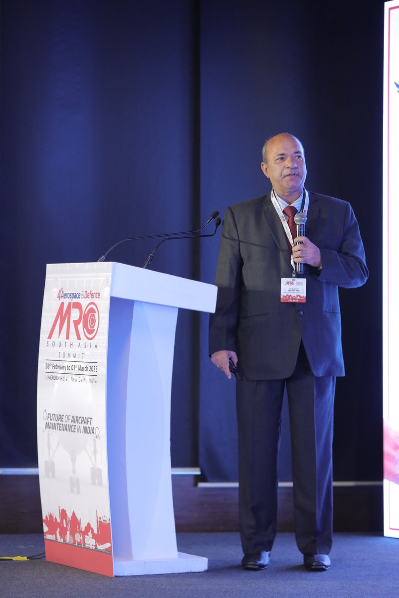 AerospaceMediaG's tweet photo. Capt Sanjeev Bedi of #SPHEREA giving a detailed presentation at the 4th #Aerospace &amp; #Defence @MROSouthAsia 2023 Summit.

#aerospace #MRO #MROSouthAsia #MROSouthAsia2023 #MROEvent #MROEvent2023 #mroevents #southasiaevent #event #event2023 #aircraftmaintenance #Conference https://t.co/YzWNUYZOjM