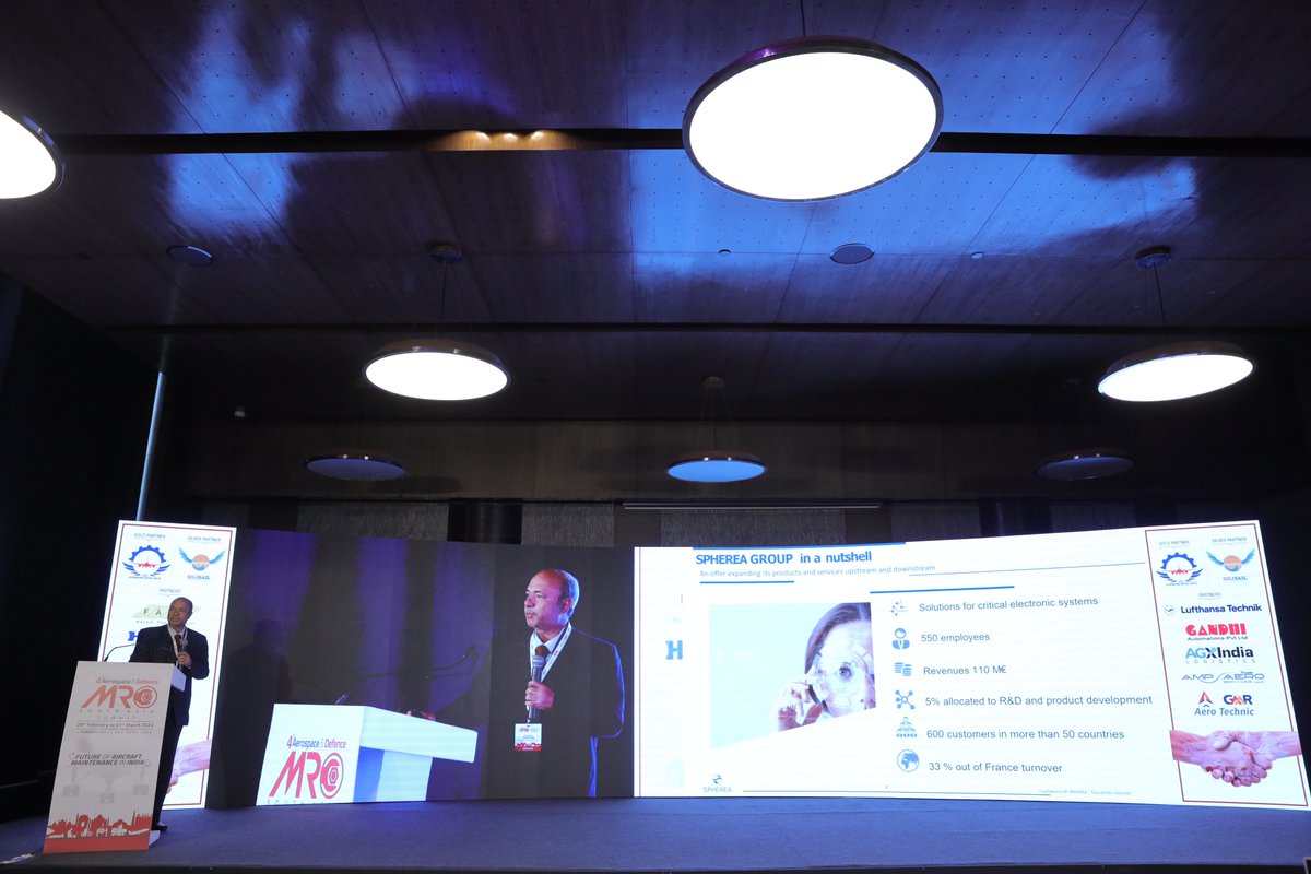 AerospaceMediaG's tweet photo. Capt Sanjeev Bedi of #SPHEREA giving a detailed presentation at the 4th #Aerospace &amp; #Defence @MROSouthAsia 2023 Summit.

#aerospace #MRO #MROSouthAsia #MROSouthAsia2023 #MROEvent #MROEvent2023 #mroevents #southasiaevent #event #event2023 #aircraftmaintenance #Conference https://t.co/YzWNUYZOjM