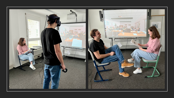 Lehramtsstudierende für Lehramtsstudierende @unipotsdam! Ab heute führen unsere #VRTeachingPartner selbstständig #VR-basierte Unterrichtssimulationen mit Kommiliton:innen durch & führen anschließend Feedbackgespräche zur Unterrichtsqualität. Danke an 
@inno_lehre! #twittercampus