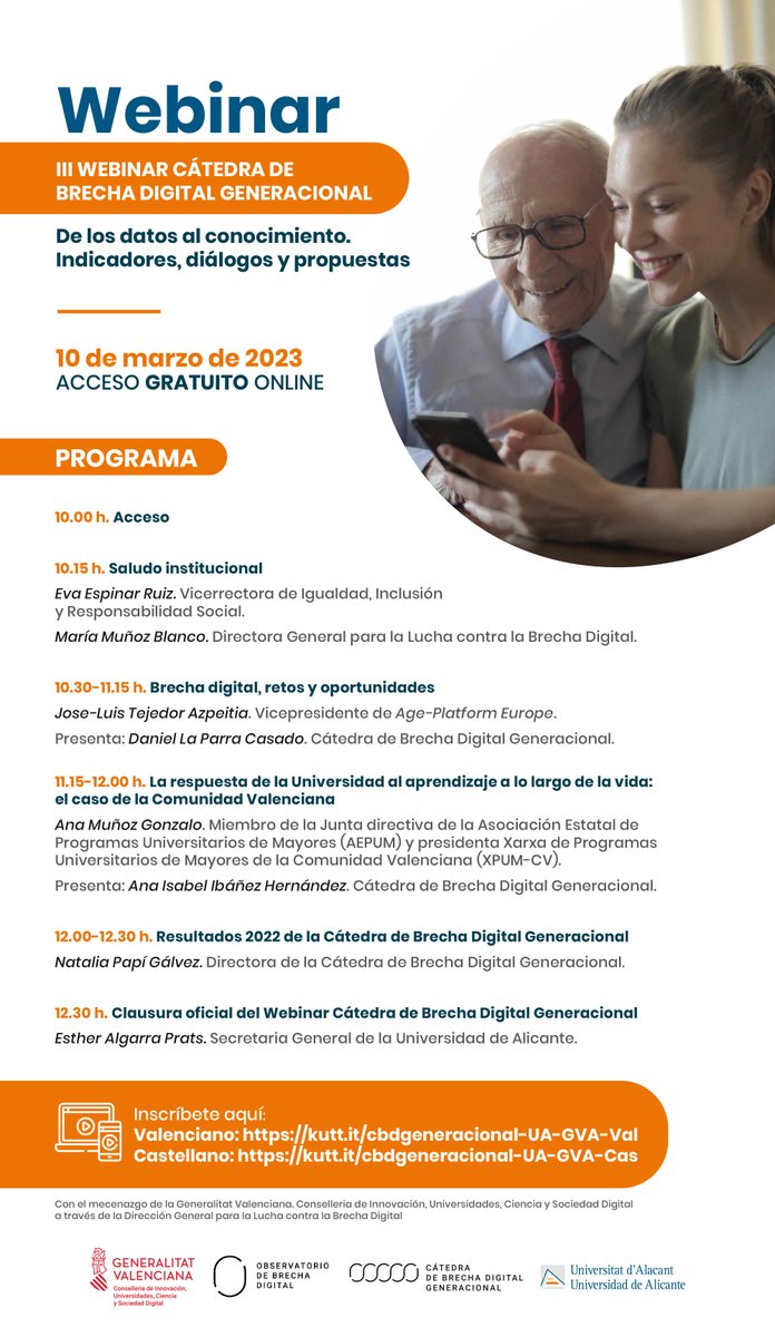 UA_Universidad's tweet photo. Este viernes tendrá lugar el webinar «De los datos al conocimiento. Indicadores, diálogos y propuestas» organizado por la Cátedra de Brecha Digital Generacional. 
Más info e inscripción en:
https://t.co/JLeZbKxMFp https://t.co/gcmvgO6U3e