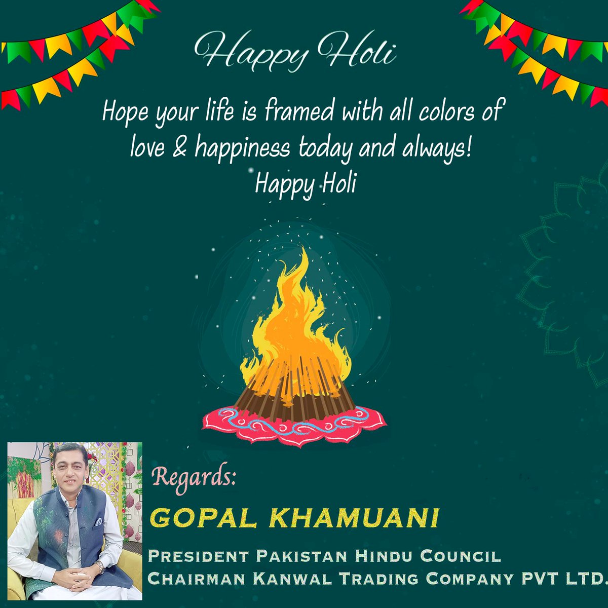 GopalKhamuani's tweet photo. #HappyHoli2023  to all my Hindu comunity in the world specailly to all my Pakistani Hindu comunity and we must pray for our loving Pakistan to become more strong ecnomically,socially and politically. https://t.co/9MpLOHBXy0