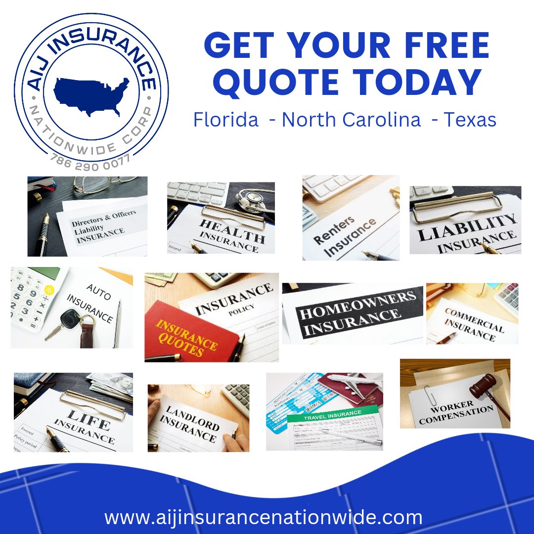 InsuranceAij's tweet image. aijinsurancenationwide.com
#travelinsurance #lifeinsurance #trucks #workerscomp  #flood #insurance #marketing #insurancepolicy #insurancenetwork #autoinsurance #healthinsurance #commercialinsurance #homeownersinsurance #Florida #northcarolina #texas
