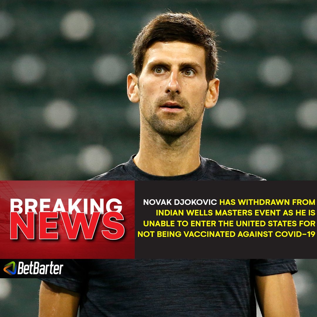 Sad news for tennis fans as Novak Djokovic will not participate in the Indian Wells Masters Event.

#BetBarter #NovakDjokovic #Tennis #IndianWellsMasters