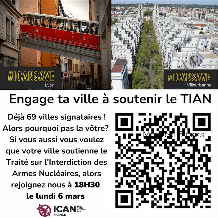 OrvaultPcf's tweet photo. 🖥️ Le sujet de l'interdiction des armes nucléaires vous intéresse?
@ICAN_France propose ce soir un séminaire de formation en ligne « Engage ta ville à soutenir le #TIAN »
🎯Lundi 0⃣6⃣ mars 2023, à 18h30
✍️Inscription➡️https://t.co/X1PiU3by0V
#paix #ICANSAVE #Orvault https://t.co/GAyPzEQaB5