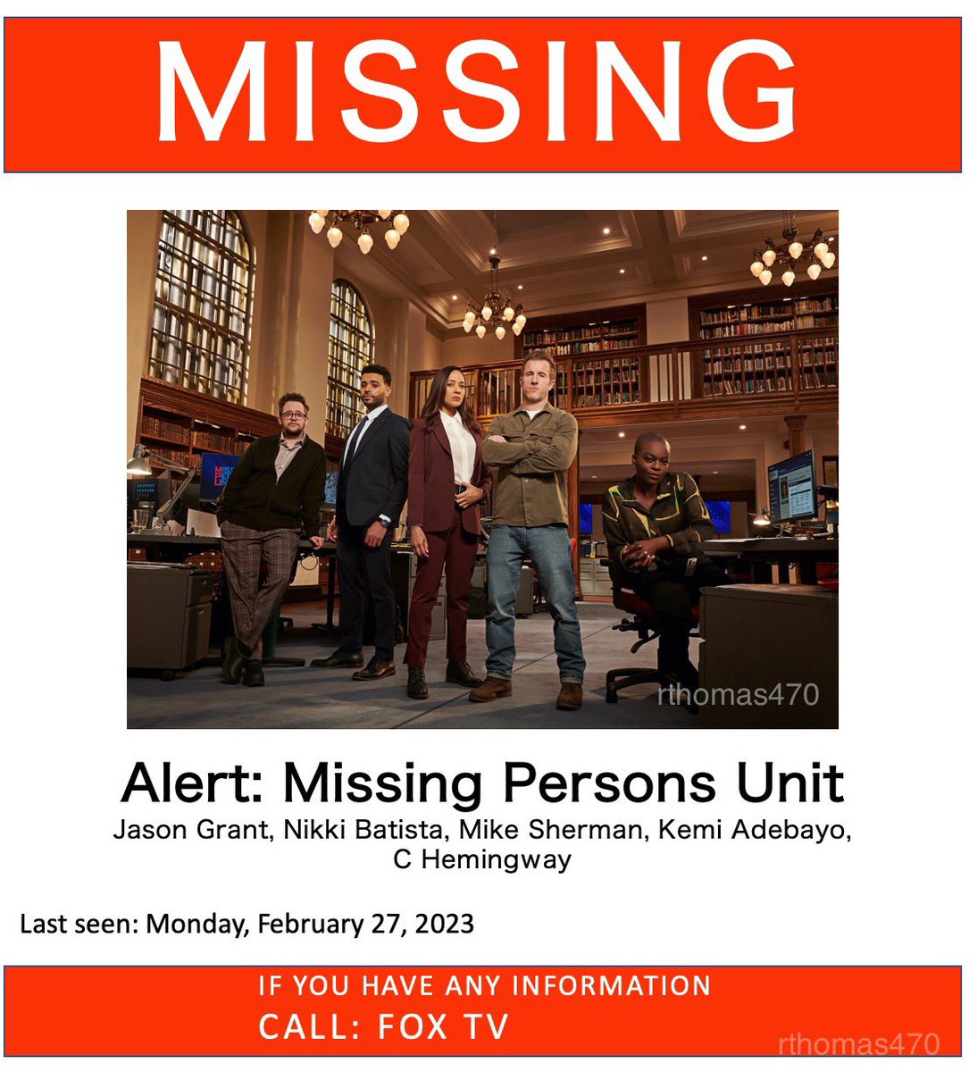 RJT6015's tweet photo. Let FOX know we want a season two. Rewatch season 1 on @Hulu now! #ScottCaan @DaniaJRamirez #AlertOnFOX #AlertMPU #PeteyGibson #FivelStewart #BreBlair #RyanBroussard #AdeolaRole #GrahamVerchere #JohnEisendrath #JamieFoxx #@DramaClubFOX #tyrinturner https://t.co/pvxLQZVo16