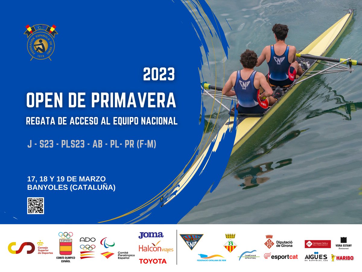 fed_esp_remo's tweet photo. OPEN DE PRIMAVERA 2023
Regata acceso equipo nacional
📍Banyoles @cn_banyoles
📅 17, 18 y 19 marzo
🔗 Normativa y dossier en la página web de la FER: https://t.co/x97UsGNDBf
⚠️ Fin inscripción: 12 de marzo
#RemoEsp #Remo #OpenPrimavera
@coe_es @deportegob @paralimpicosesp https://t.co/gBEBFbbjsQ