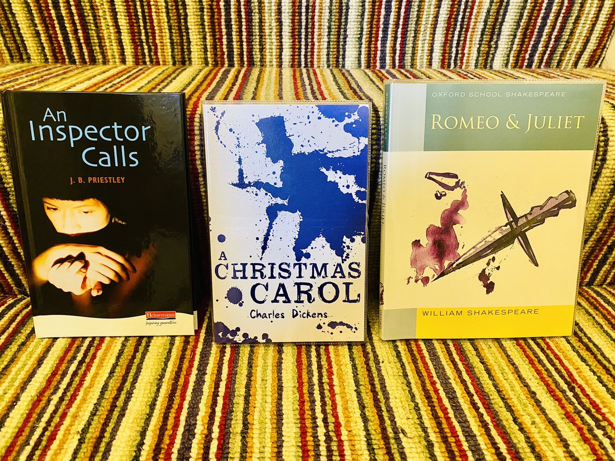 Mum_Reader's tweet photo. @samatlounge Absolutely!!
These are the books my 14 year old is studying for GCSE, as opposed to a load of books he’s actually CHOSEN to read. Not one of his GCSE texts is less than 77 years old ….older than any of his grandparents. There’s so much out there that COULD spark joy in reading. https://t.co/sCZT65wHPi