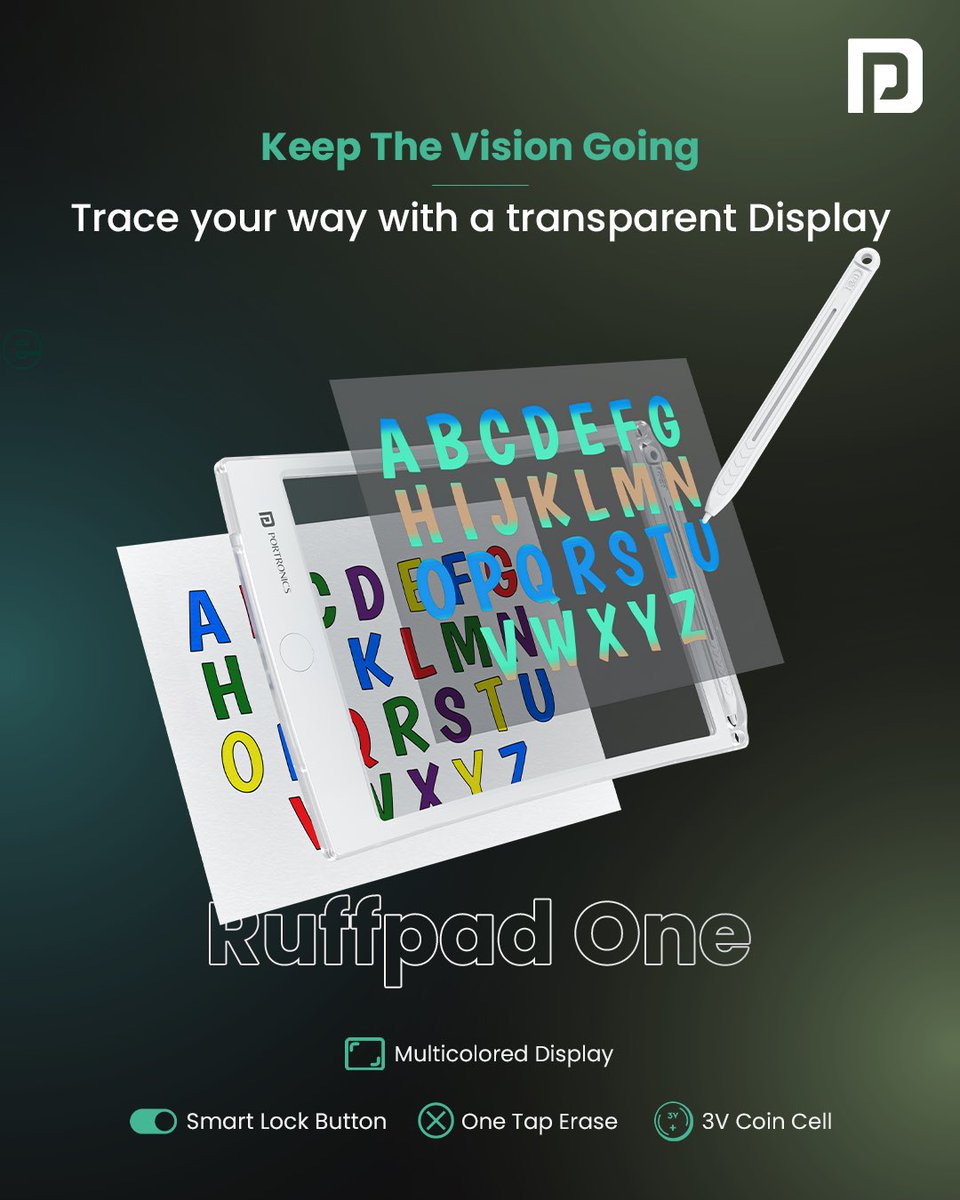 Portronics's tweet photo. When your vision is clear, you need Ruffpad One, a transparent LCD writing pad that supports your dreams.
Check our Ruffpad One on https://t.co/G4aMulWIkk
#Portronics #PortronicsIndia #RuffPadOne
#LCDwritingPad #MultiColouredDisplay #SmartGadget #Gadget
#Notes https://t.co/VDOu3ac4L6