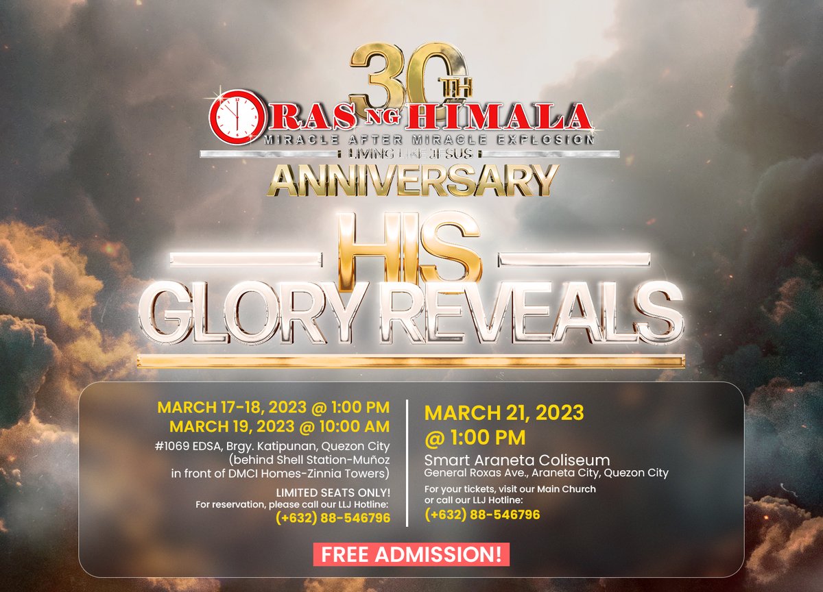 JIOSWMofficial's tweet photo. The Lord God Almighty is so much eager for you to experience His power and glory revealed through incredible, remarkable, creative, and instant miracles! Receive your desired miracles and experience what you have never seen or heard before!
#ONH30thAnniversary
#HisGloryReveals https://t.co/nsYXSgHAu1