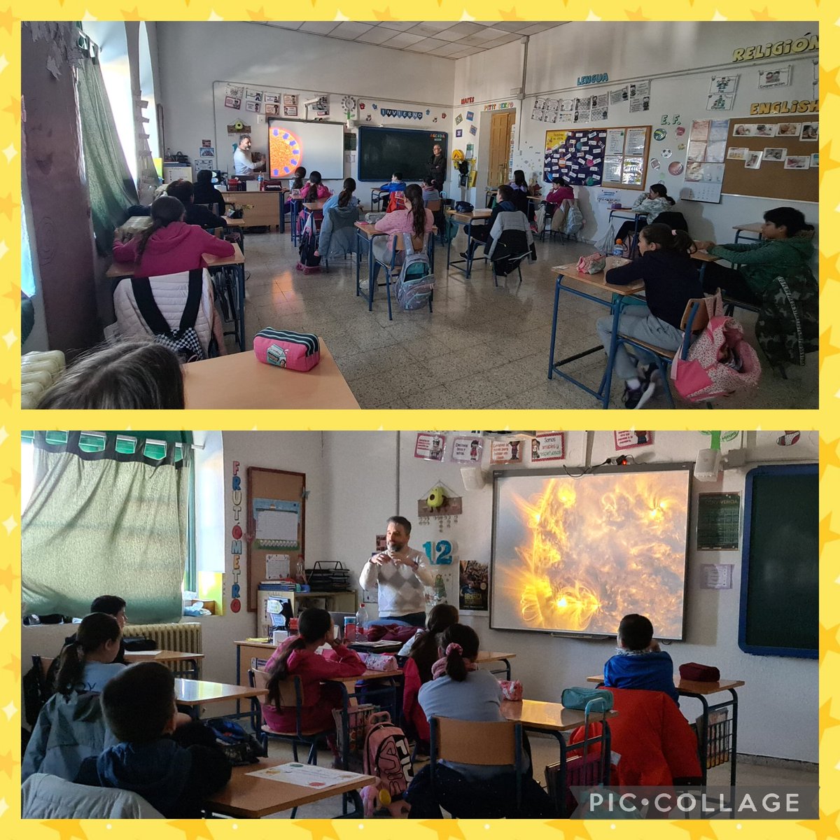 RoqueCeip's tweet photo. Taller "Mirando al sol" ☀️.
El alumnado de 6° descubrió y observó esta estrella con la actividad organizada por la #UJA dentro de su proyecto "Escuela de la Ciencia".
#mirandoalsol
#UJA
#escueladelaciencia
#yosoydesanroque https://t.co/iWPGOPFnYH