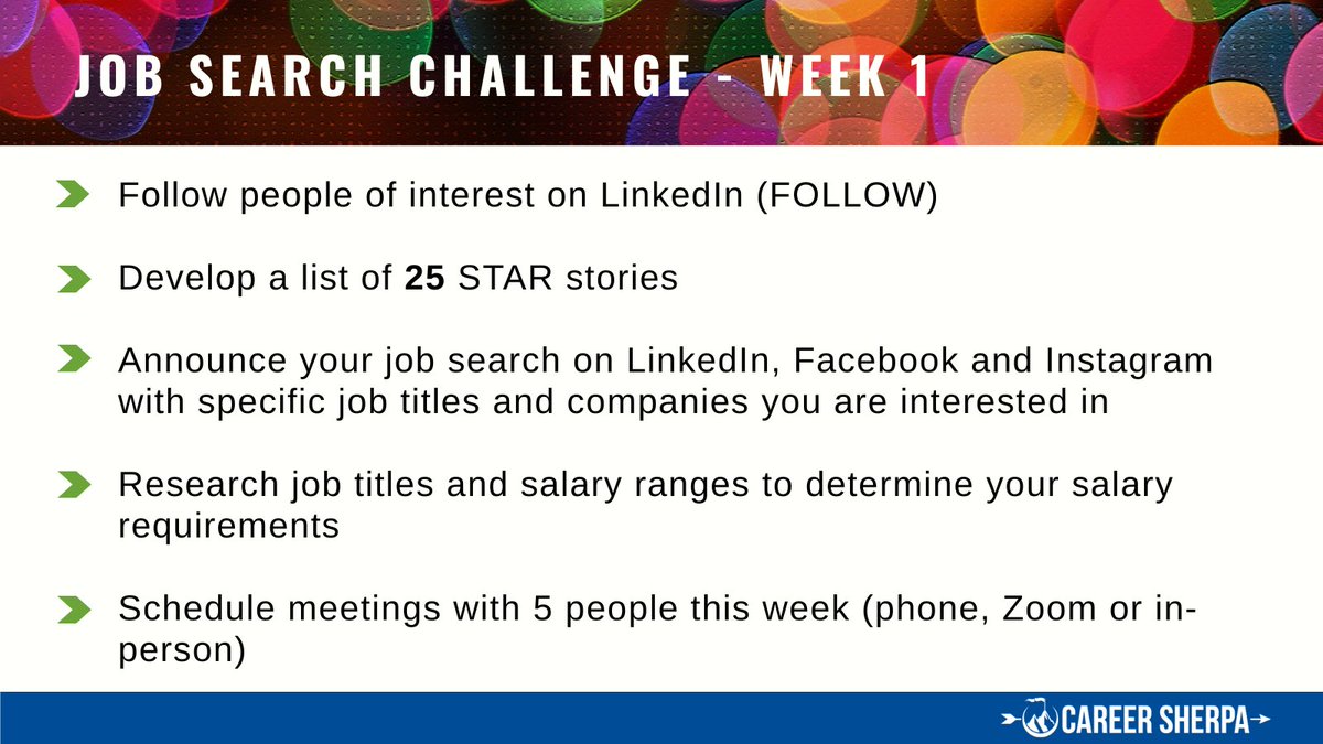 careersherpa's tweet photo. Welcome to Week 1 of #jobsearchchallenge
If you are new to job search, add these actions to your to-do list.
And follow me for new actions each Monday! https://t.co/LVmfufvoFu