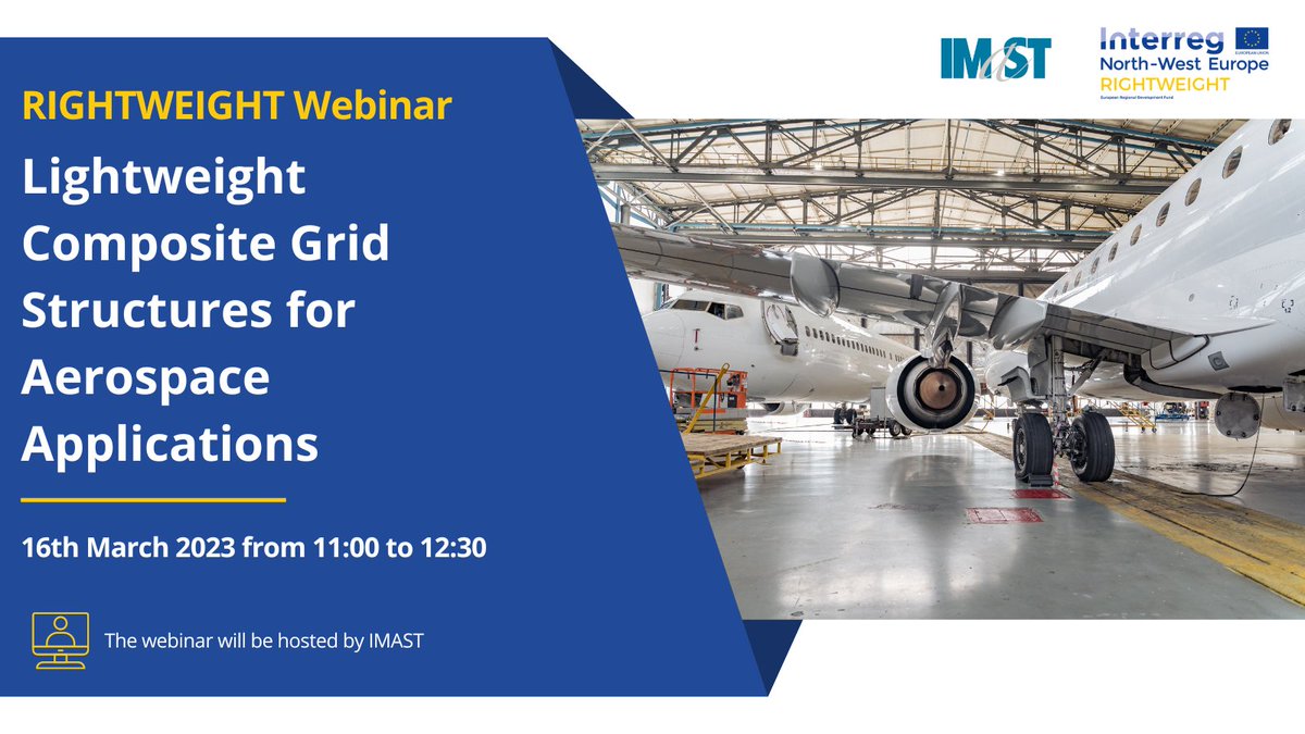 New RIGHTWEIGHT webinar from <a href="/imast_district/">IMAST District</a>! Join the Lightweight Composite Grid Structures for #Aerospace Applications webinar on the 16th of March 11:00-12:30💡

Join the discussion! Registration: lnkd.in/dWXqwNFz