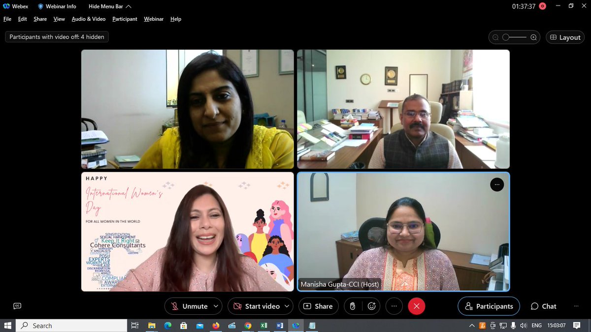 CCI_India's tweet photo. To commemorate International Women’s Day 2023, CCI organised a virtual lecture on Women’s Issues under #SLSLectureSeries by Dr. Devika Singh, Co-founder, Cohere Consultants on 6.3.2023. https://t.co/1dwVZRIRj2