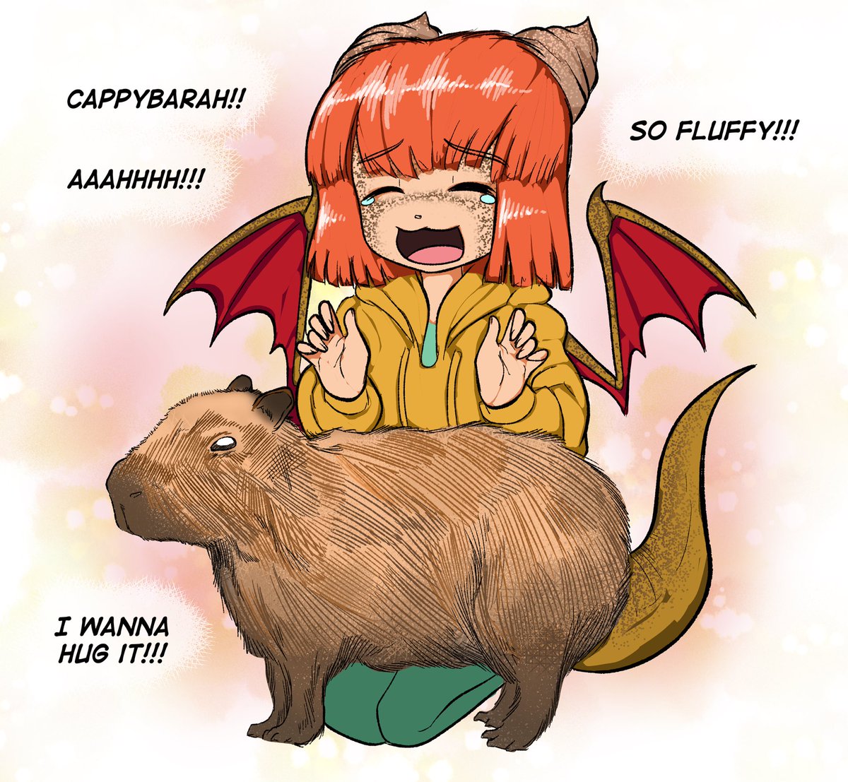bluekapo_art's tweet photo. Vari as happy as she’s ever been with some Capybara time!

#varischarm #varischarmmanga #capybara #capybaratime #cute https://t.co/PokgjU0WVl