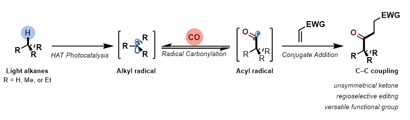 Out now in @chemrxiv, a new promising pathway for upgrading light alkanes at ambient temperature! Photocatalytic C-H carbonylation in flow enables regioselective installation of carbonyl groups: chemrxiv.org/engage/chemrxi… Great work by @FabianRaymenan1, @MassonTom6 & @JSanjor!