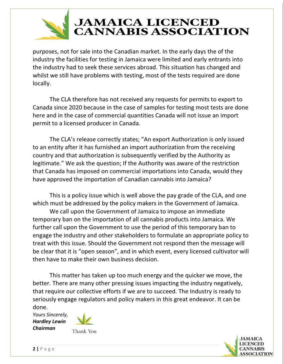 📝 Press Release from Jamaica Licenced Cannabis Association
📬 jaliccanna@gmail.com

#HardleyLewin #jaliccanna #CannabisBlog #MarijuanaBlog #JamaicanCannabis #JamaicanMarijuana #CannabisNews #MarijuanaNews