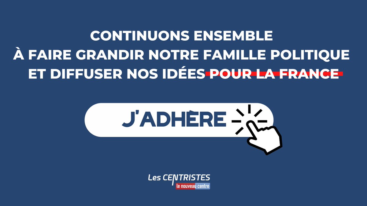 Vous souhaitez adhérer ou renouveler votre adhésion au sein de notre famille politique ? 🇫🇷

Vous pouvez adhérer en ligne, à cette adresse 🔽 adhesion.les-centristes.fr/adhesion