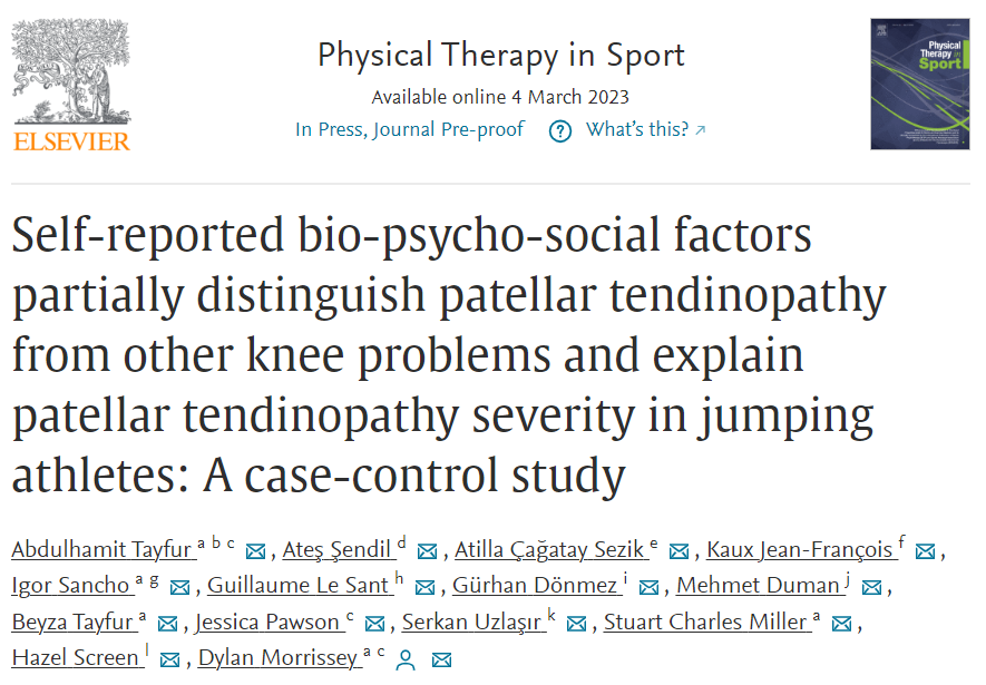 Hamit_Tayfur's tweet photo. Free access to our new paper: https://t.co/GiMpX4Z04H
You can find:
- Athletes with patellar tendinopathy play more than those with other knee problems.
- Yet they are less satisfied with their recovery.
Check other factors that impact on compromised participation and severity. https://t.co/r2A8ghcx6L