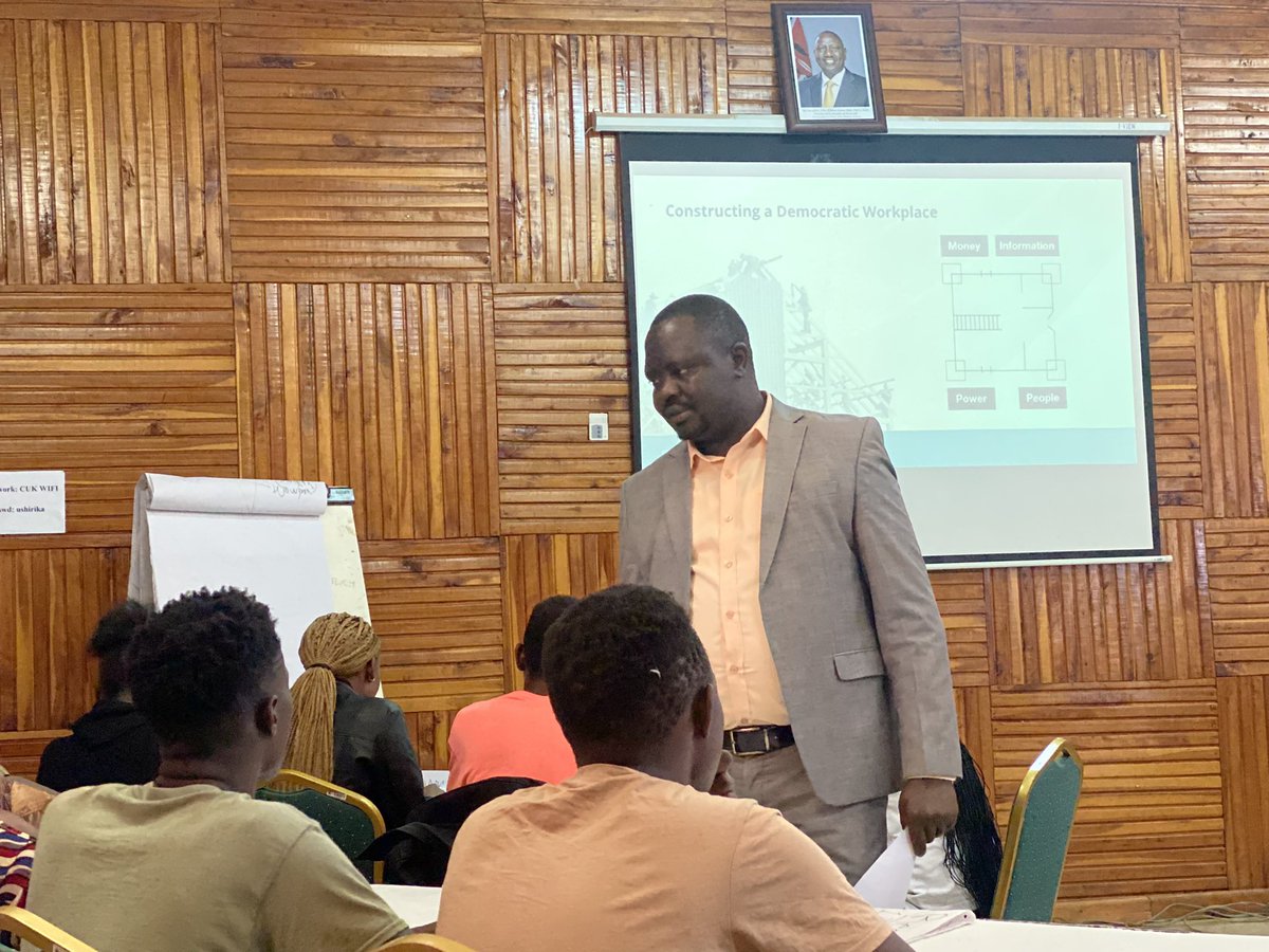 WeAreDAWI's tweet photo. Today at @CoopVarsityKE, students are using our School for #DemocraticManagement’s four corner posts to learn the role of a co-op’s board of directors. https://t.co/GOTOCU1EdU