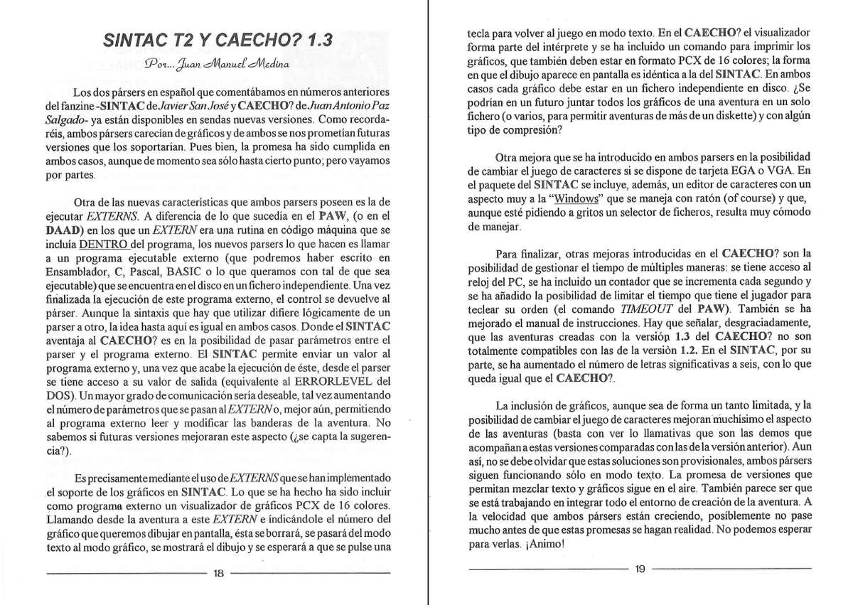Juanjoide's tweet photo. El #CAAD23 tiene fecha de febrero-marzo de 1993. ¡30 años ya! Con portada de Paco Zarco, la editorial corrió a cargo de mi amigo Jorge Fuertes (@JorgeQueru), Juan Manuel Medina de #AventurasAD analizaba los parsers SINTAC y CAECHO y yo lo dediqué en el @retrosevilla77 de 2019. ☺️ https://t.co/dmR16X9hg4
