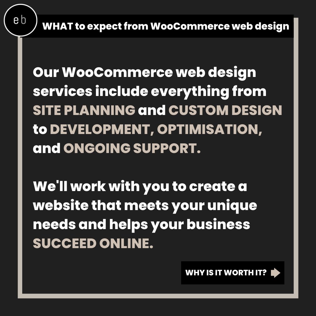 WooCommerce Web Design 💻

A WooCommerce web designer will work closely with you to . . .

⬛ | Realise your business goals
⬛ | Research your target audience
⬛ | Optimise your conversions

SEE FOR YOURSELF
📖 | expectbest.co.uk/woocommerce-we…

#WooCommerce #WebDesign #WooCommerceDesign