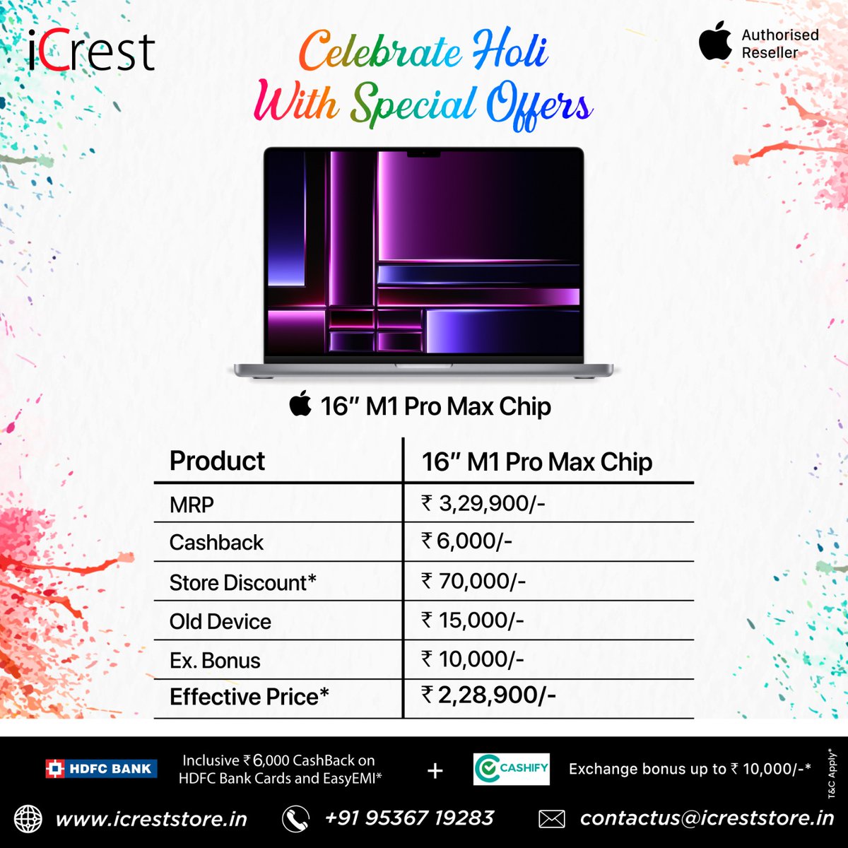 icrestofficials's tweet photo. Celebrate holi with Apple!
Celebrate holi with iCrest!
Get your hands on the magical Apple devices!
Switch to Apple, it's better
.
.

#AppleAuthorizedReseller #Apple #AppleIndia #AppleProduct #AllThingsApple #MacBook #MacBookAir #MacBookAirM1chip
#ExchangeOffer https://t.co/TvgzqSbOcg
