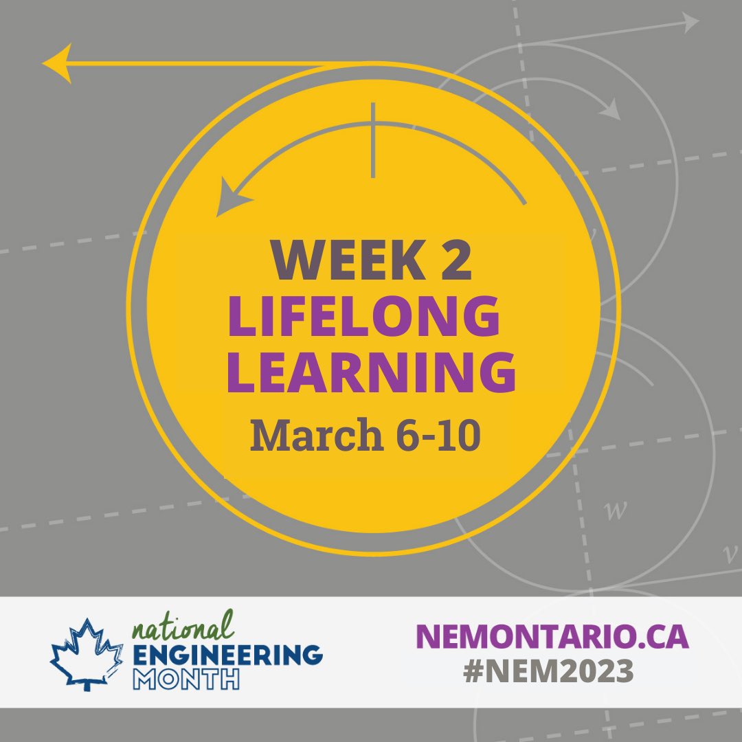 Lifelong learning is essential for #engineers. Week 2 of #NEM2023 is about lifelong learning 📚💡 With more than 20 events this week from <a href="/HumberAppTech/">HumberAppTech</a> <a href="/canadapostcorp/">Canada Post</a> <a href="/IESO_Tweets/">Ontario's IESO</a> <a href="/TELUS/">TELUS</a> <a href="/EngineersFdn/">Engineers Foundation</a> <a href="/O_S_P_E/">OSPE</a> &amp; <a href="/WatSPEEDUW/">WatSPEED at the University of Waterloo</a> you won’t want to miss it: nemontario.ca