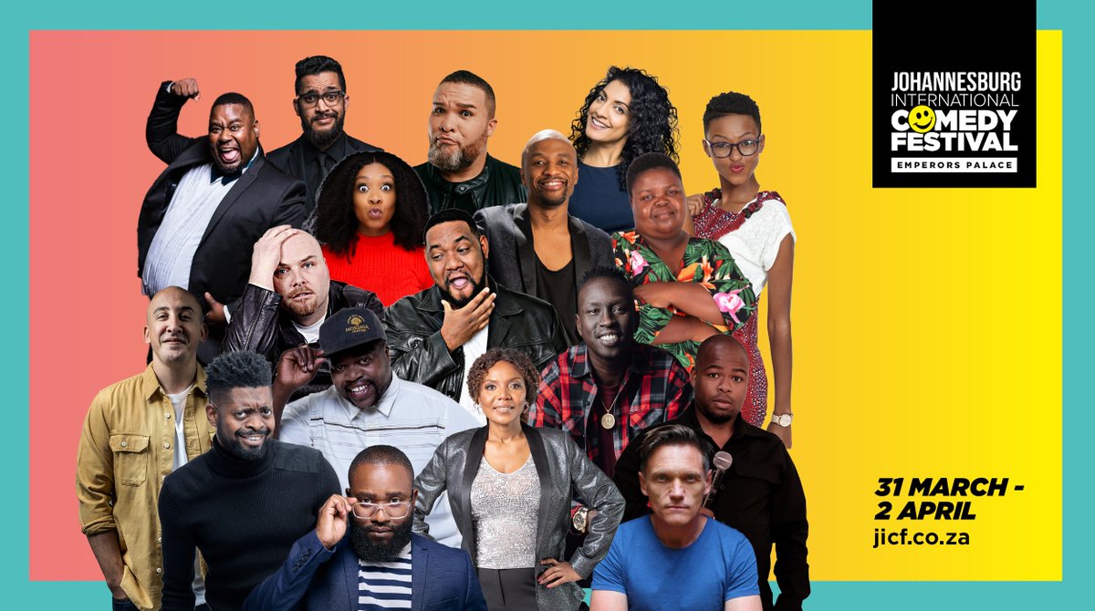 #JICF2023 coming to <a href="/EmperorsPalace/">Emperors Palace</a> soon!
Get your tickets ➡️jicf.co.za 

<a href="/Ya_a_seen_Him/">Yaaseen Barnes</a> <a href="/KhanyisaBunu/">Khanyisa Bunu</a> <a href="/TatsNkonzo/">Tats Nkonzo</a> 
<a href="/JasonGoliath/">Jason Goliath</a> @dalinoliver <a href="/RobVanVuuren/">Namaste Bae</a> <a href="/Lihle_Msimang/">Lihle Msimang</a> <a href="/eugenekhoza/">Eugene Khoza</a> <a href="/Emo_Majok/">Emo Majok</a> <a href="/basket_mouth/">Basket Mouth</a> <a href="/mashabelacomedy/">Mashabela Galane</a> <a href="/felix_hlophe/">#TravelingCircus</a> <a href="/Stella_Dlangz/">Stella Dlangalala</a> 🔥