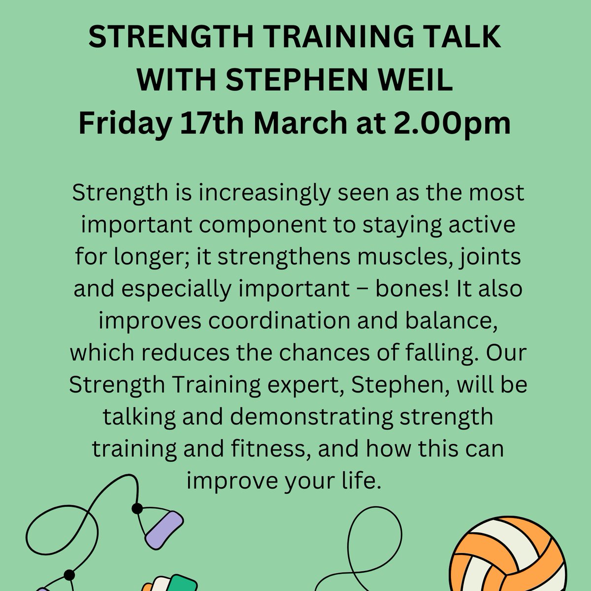Book now for our strength training talk with Stephen on Friday 17 March!  Find out about how strength training matters and how it can improve your life!

📞call💻email👋visit the office to book!  
 #Kew #tw9 #experttalk #avenueclubkew #richmonduponthames