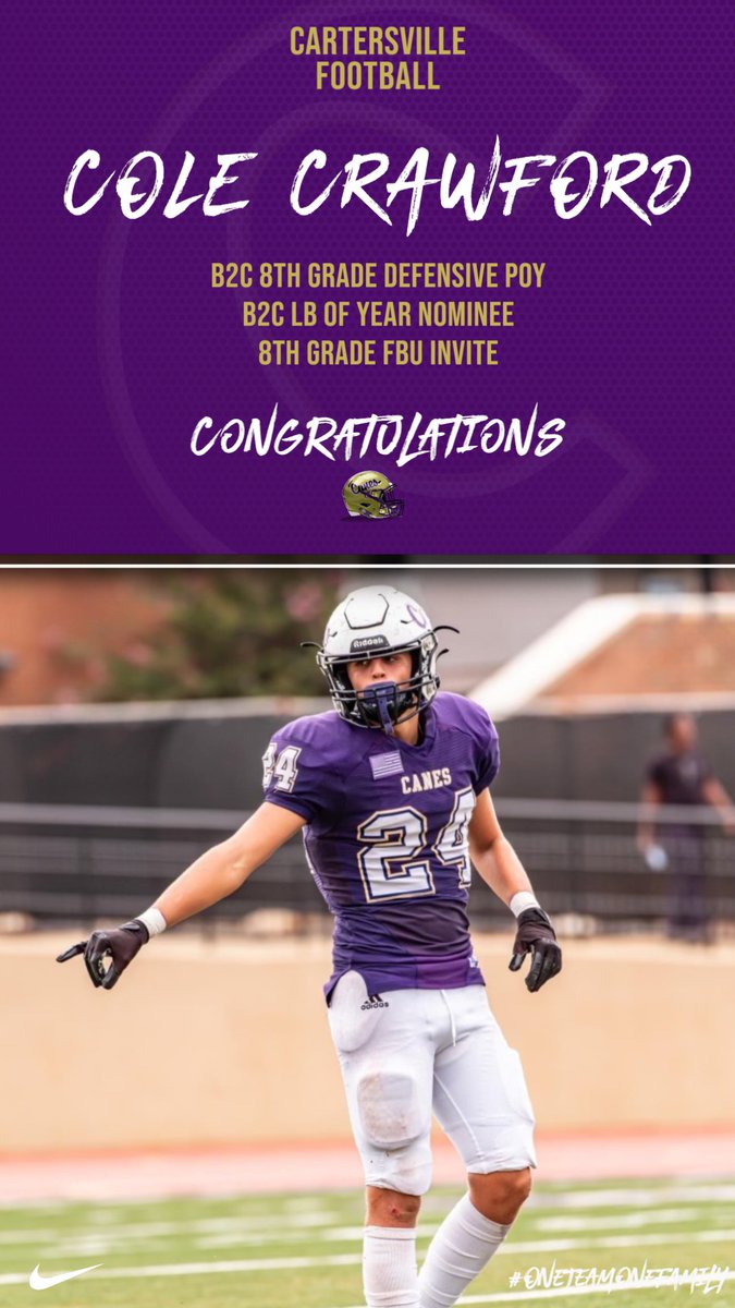 CHSHurricaneFB's tweet photo. This young man is set to have a stellar high school career. #NextCaneUp #OneTeamOneFamily @ColeCrawford_24 https://t.co/UJRJjbZWeH